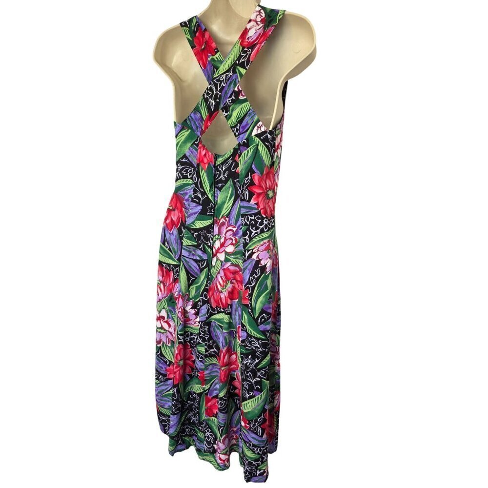Madison Wells 90s Floral 100% Rayon Sundress Size 5/6 Sweetheart Neck Tropical